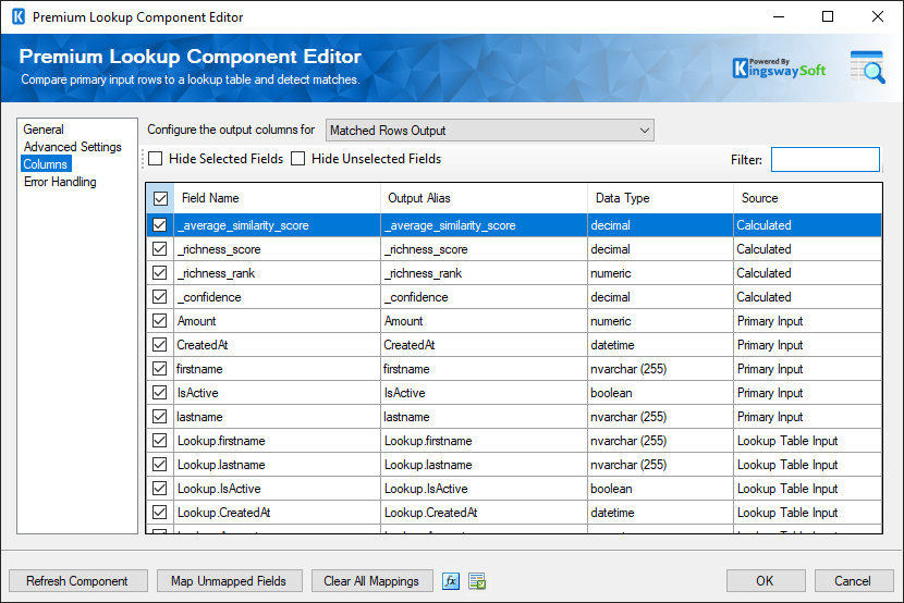 Premium SSIS Lookup - columns